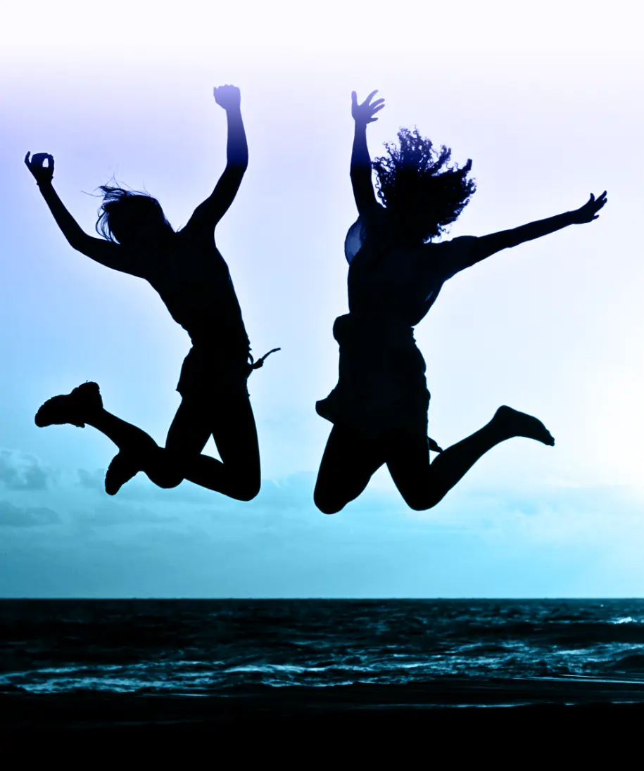 Happy people jumping